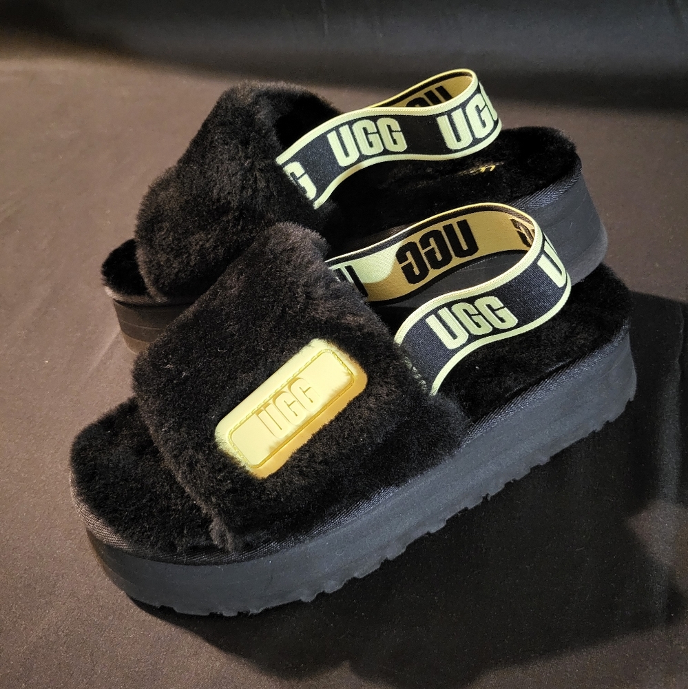 Ugg sandals black-and-yellow